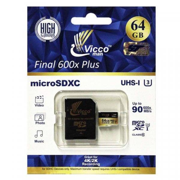 کارت حافظه میکرو اس دی 64 گیگابایت ViccoMan Final 600x Plus UHS-l U3